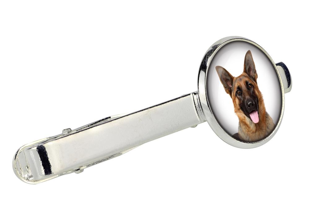 German Shepherd Dog, Alsatian Wolf Dog - tie clip in a box, stylish tie, personalized jewelry from the Art-Dog brand