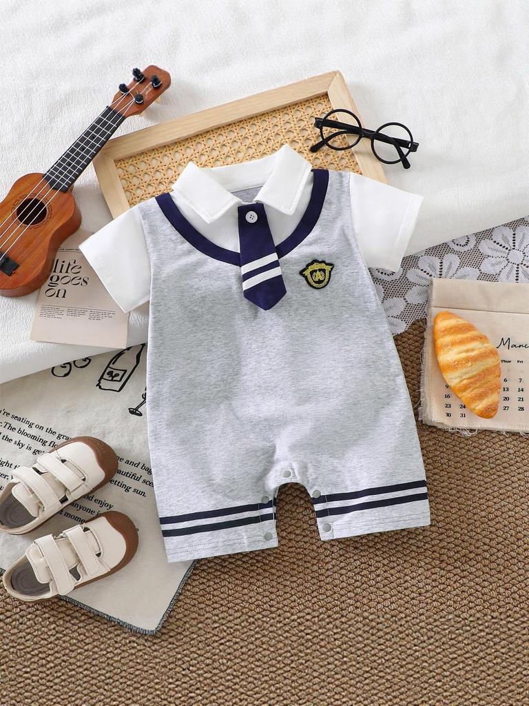 Stylish Summer Romper for Baby Boys: Little Gentleman Crawling Suit for Newborns