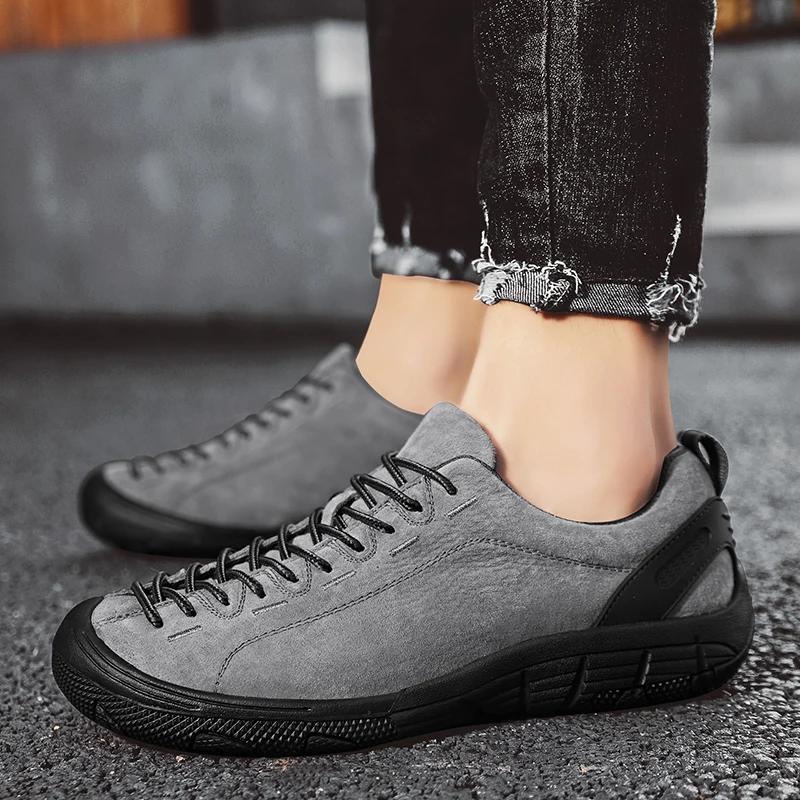 Fashion 2024 Men's Outdoor Non-slip Sneakers Breathable Large Size Casual Shoes Fashion Flats Boat Shoes Men Loafers Genuine Leather