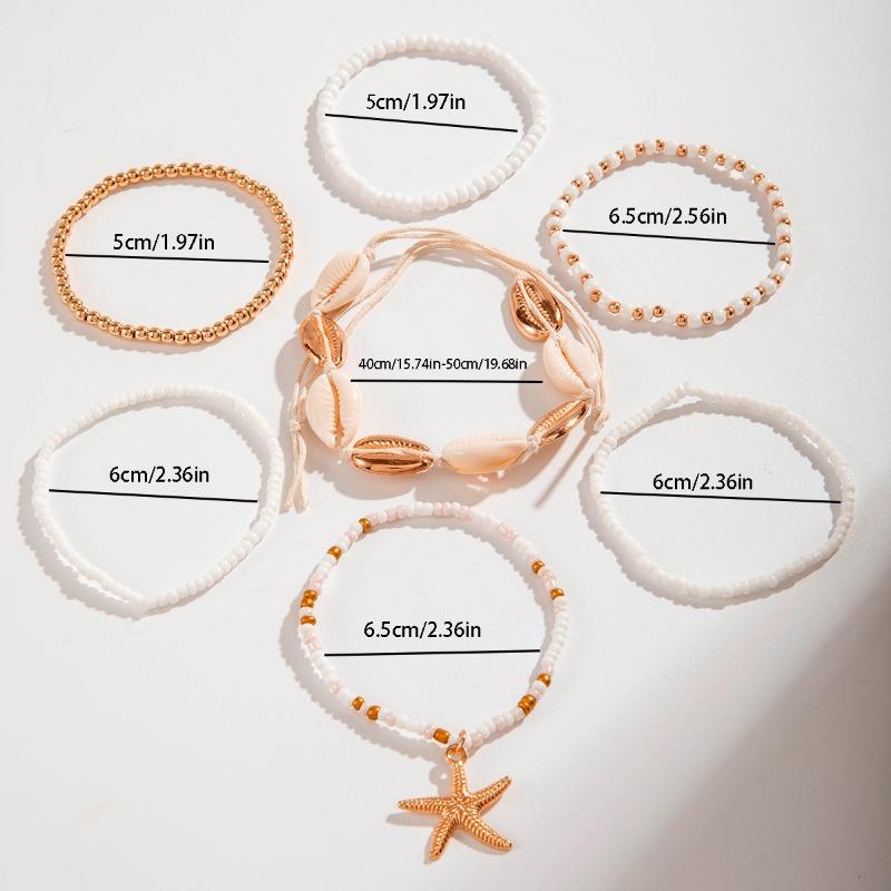 7 Pcs/Set Bohemian Beaded Braided Starfish Rice Beads High-value Creative Bracelet