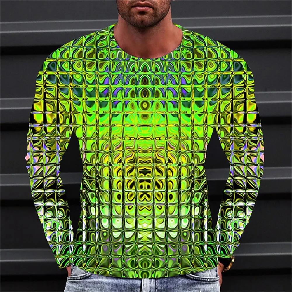 2024 Men'S Long Sleeve T-Shirts Harajuku 3d Print Graphic Men Oversized Clothing Fashion Street Tees Shirt Casual O Collar Tops