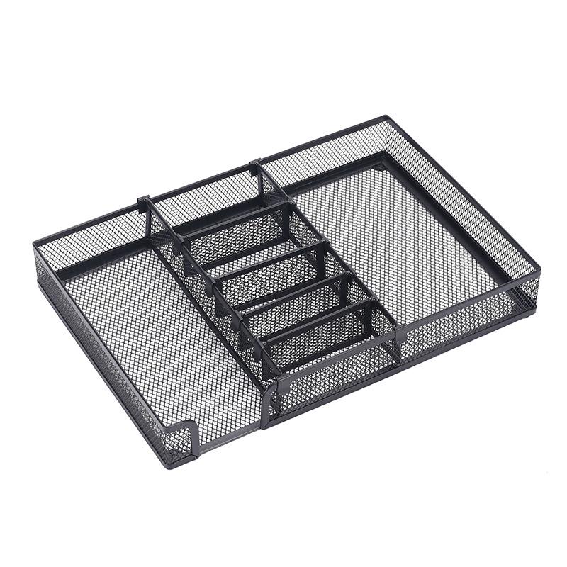Metal Mesh Multi-Compartment Storage Tray for Office, Cutlery & Stationery - DIY Assembly