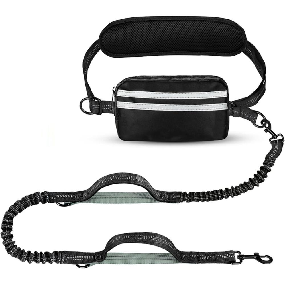 

Reflective Strip Dog Running Waist Leash With Zipper Pouch Retractable Dong Walking Leash Double/Single Rope
