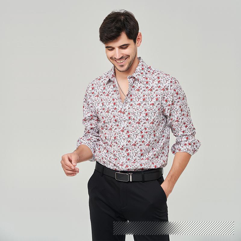 Men's Comfortable Printed Loose Shirts Long Sleeve Button Up Shirt Casual Beach Holiday Shirt for Men Lightweight Vintage Breathable Soft Lapel Shirts
