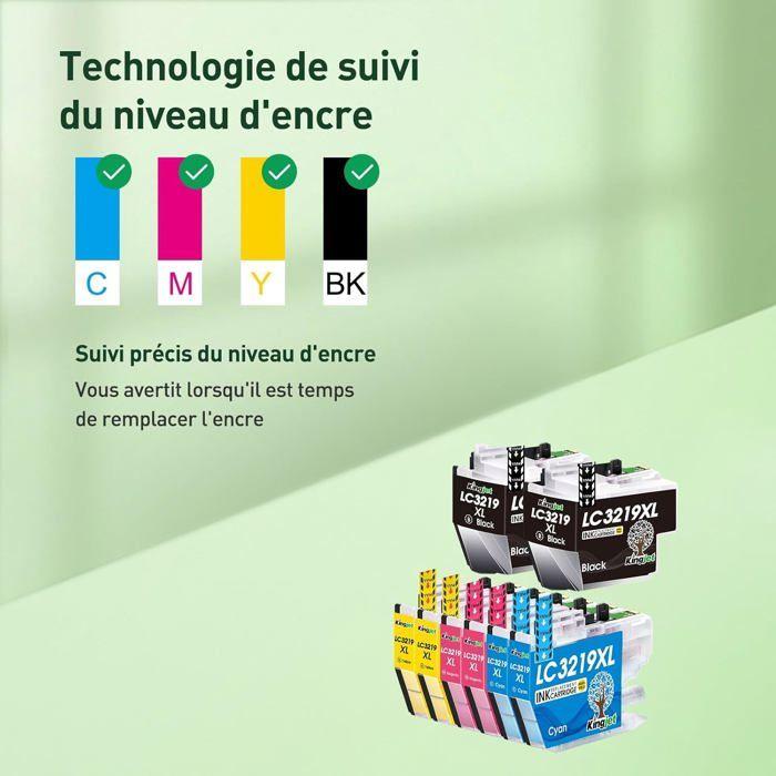 Cartouches d'Imprimante - KINGJET - LC3219XL - 8 Pack - Compatible Brother - Noir &amp; Couleurs
