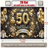 2D Black Gold Happy 50th Birthday Backdrop Glitter Balloon Party Decoration Banner