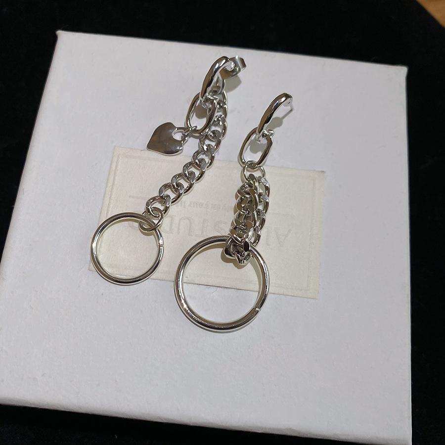 Asymmetric Chain Round Earrings Trendy Design Female