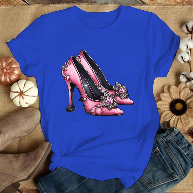 Fashion Unisex T-Shirt Pink High Heel Print Designed Summer Tops Tees(Premium T-shirt)