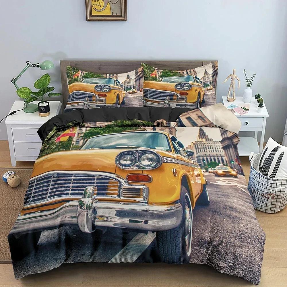 3-delat Retro Stil Sängkläder Set King Size Påslakan Sovrumsdekor Traditionella Holländska Väderkvarnar Vintage Järnvägsräls och Vagnar Sängkläder
