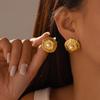 European Light Luxury Retro Titanium Steel Pearl Stud Earrings, Women's Non-Fading 18K Gold Jewelry