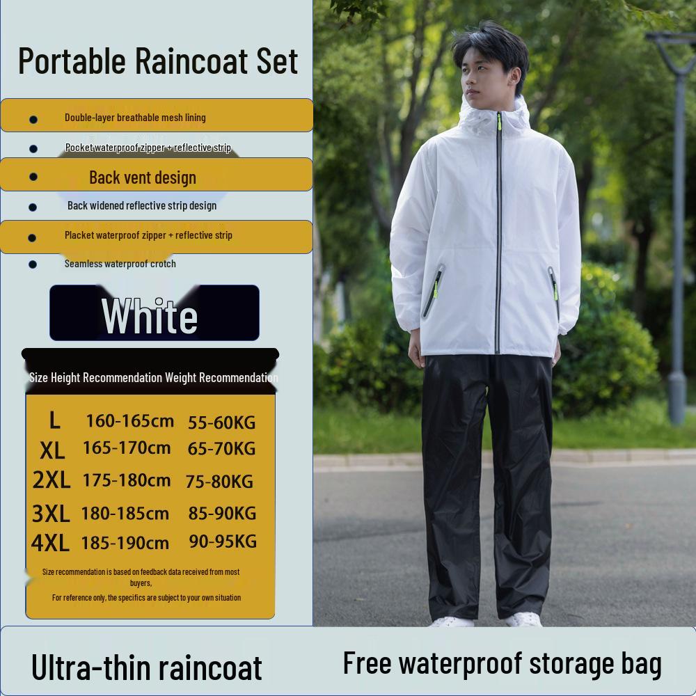 Unisex Full-Body Rainproof Raincoat and Pants Set for Outdoor Activities