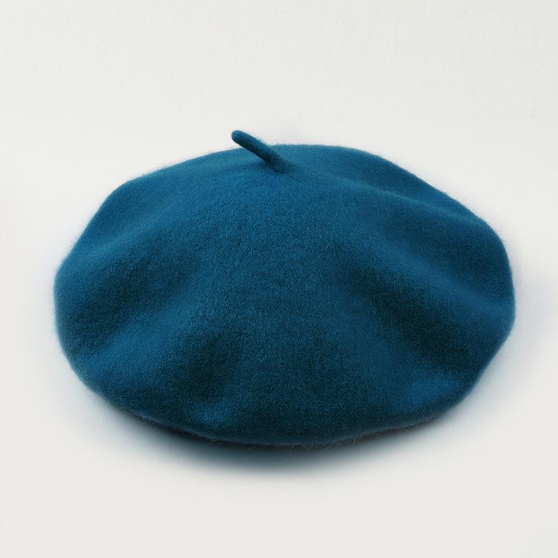 Dámský fialový vlněný baret: Klobouk se širokou krempou, Vintage britský, korejský a japonský styl pro podzim/zimu