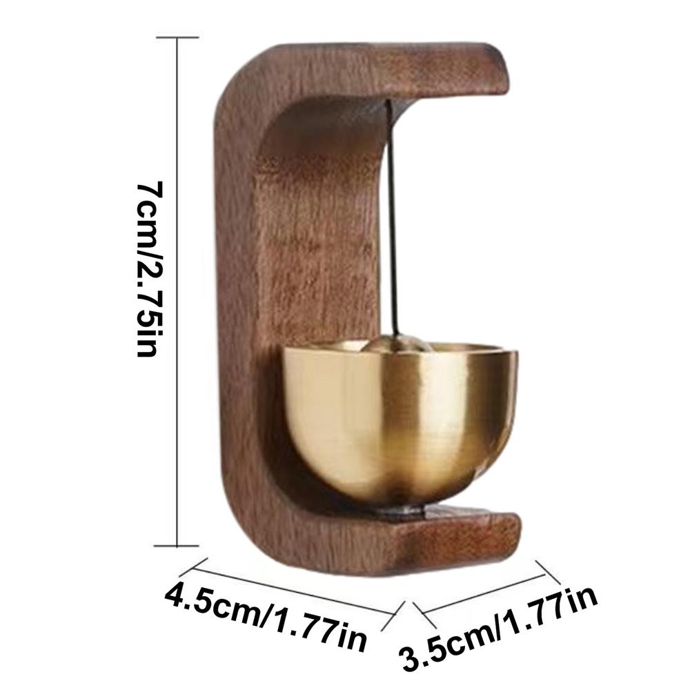 Magnetic Door Entrance Bell with Double-sided Tape Wooden Brass Rustic Loud Door Chime For Sliding Door Decoration