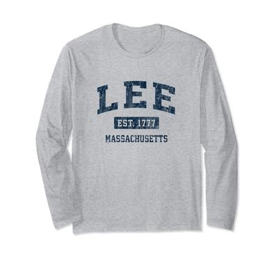 Lee Massachusetts MA Vintage Sport Design Navy Long Sleeve T-Shirt