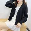 Lazy Style V-Neck Knit Cardigan: Loose-Fit, Long-Sleeve, Single-Breasted Sweater for Spring and Autumn