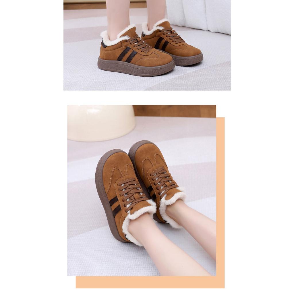 Velvet Sponge Cake German Training Women's Shoes Thick Soled Board Shoes Versatile Women's Cotton Shoes Retro Sports Casual Warm Shoes Children