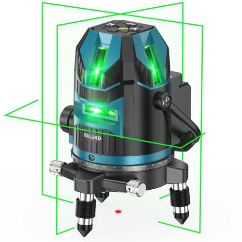 RULUKO 5-Line Laser Level, Green Level with 5 Lines, 6 Points, 4-Direction Large Square Beam Illumination, Compact Laser, Automatic Correction, High B