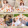 Halloween Pumpkin Maple Leaf Printed Flannel Blanket