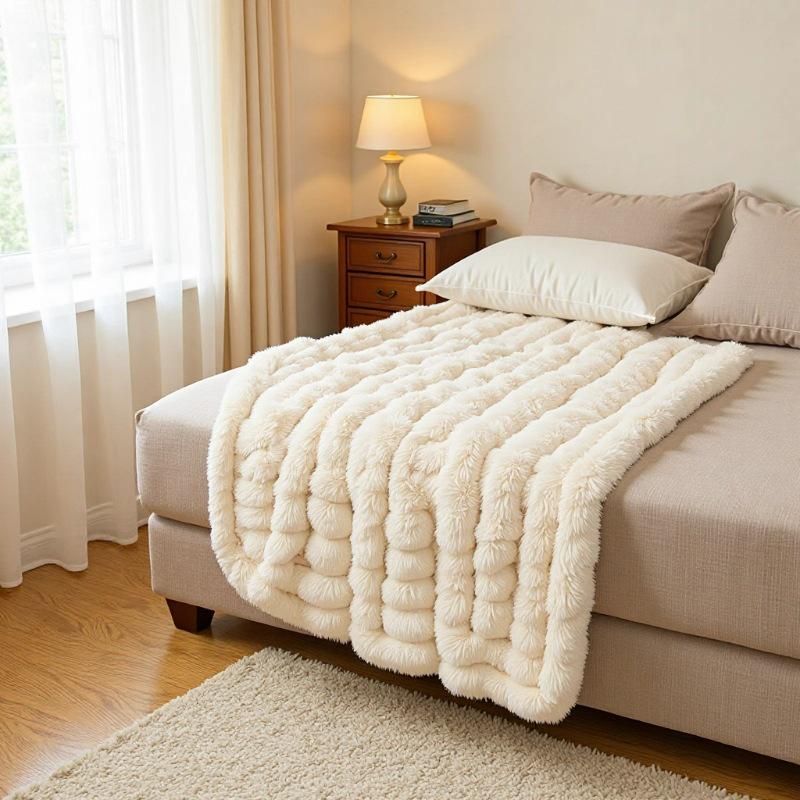 G5Z Heavyweight Rabbit Fur Plush Blanket - Velvet Flannel Baby & Sofa Throw for Winter