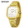Fashion Square Dial Couple's Wristwatches Men Women Casual Daily Calendar Watch Waterproof Steel Strap Relojs