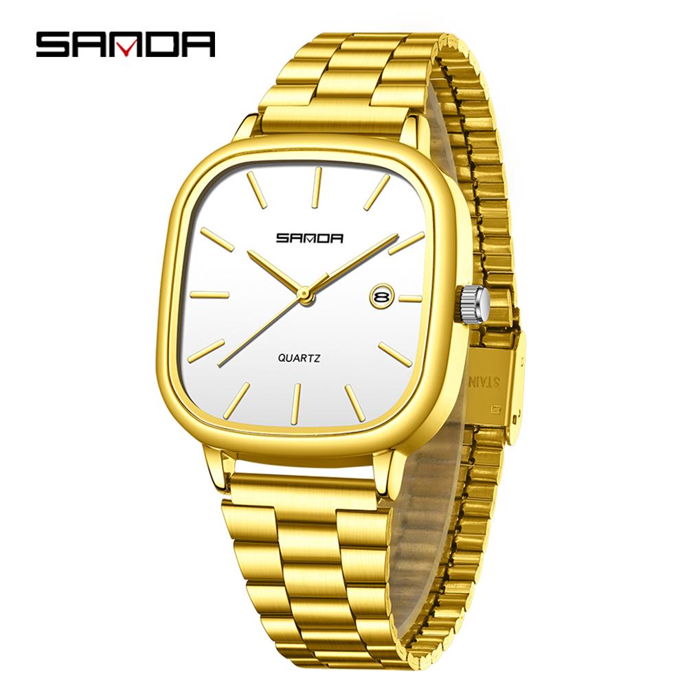 Fashion Square Dial Couple's Wristwatches Men Women Casual Daily Calendar Watch Waterproof Steel Strap Relojs