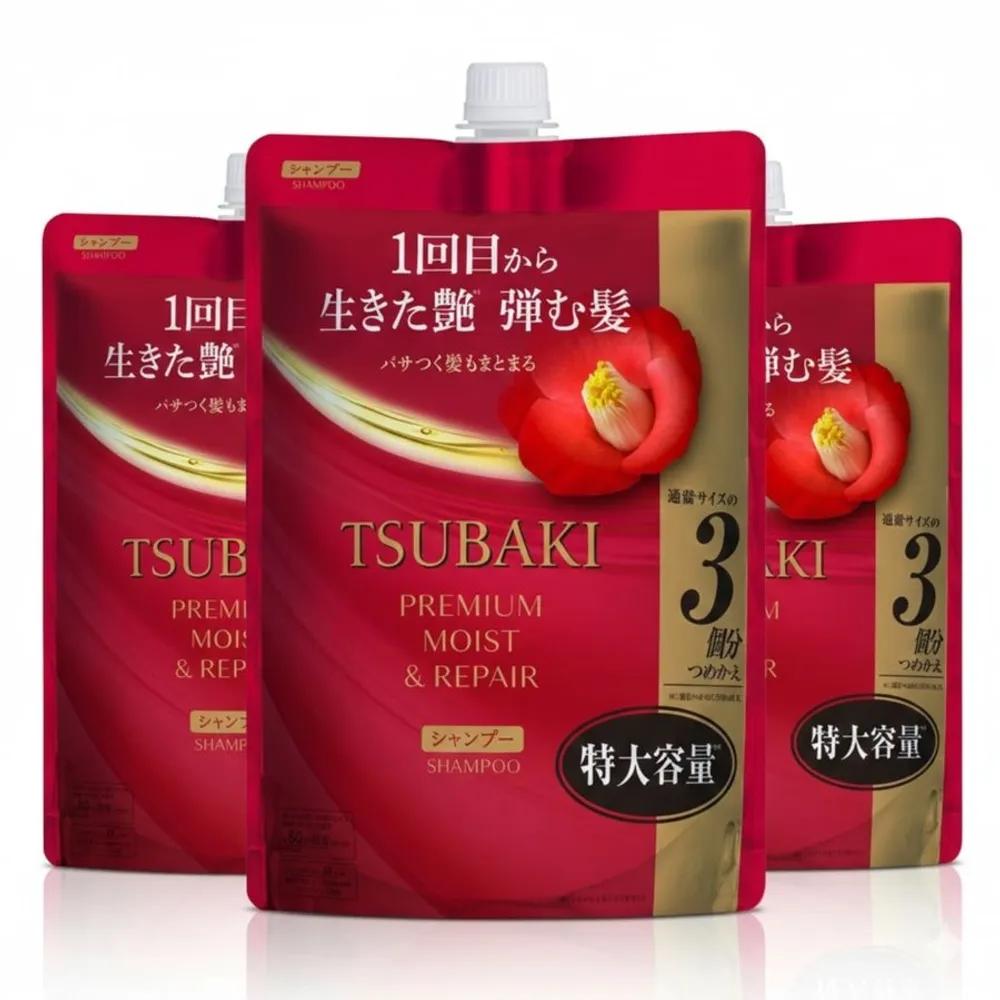 Tsubaki Premium Увлажняющий восстанавливающий шампунь, сменный блок 900 мл (3 бутылки)