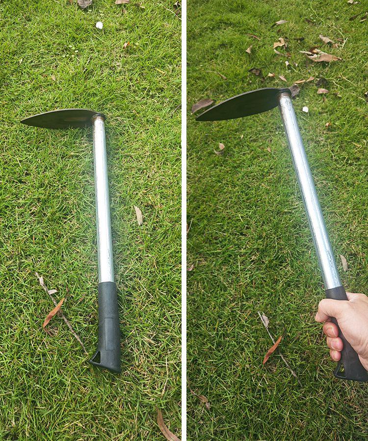 Manganese Steel Multifunctional Gardening Hoe for Weeding, Planting Vegetables & Flowers - Ideal for Outdoor, Dual-Use, Short Handle Farming Tool