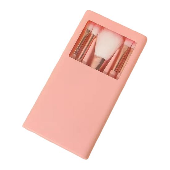 

Набор женских кистей для макияжа из 5 штук с зеркалом и коробкой для хранения, профессиональные синтетические кисти для теней, румян, тональных основ, консилера и растушевки.