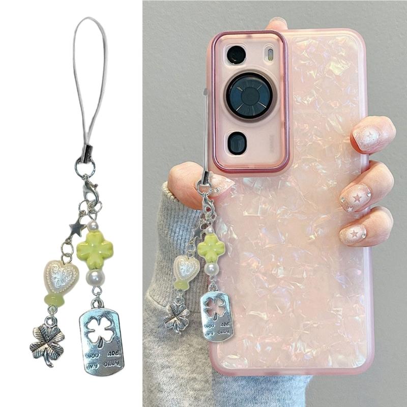 Four Leaf Grass Phone Chain Stylish Bag Pendant Multifuntional Phone Accessory Fashion Phone Lanyard for Everyday Use