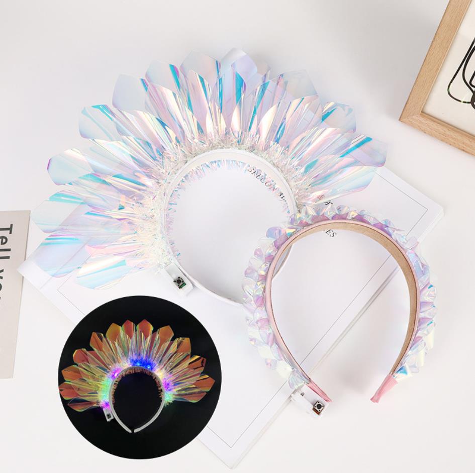 P-35 LED Light up Headband Flash Glowing Hair Band Laser Hair Hoop Tiara Luminous Headbands Nightclub Party Festival Costume