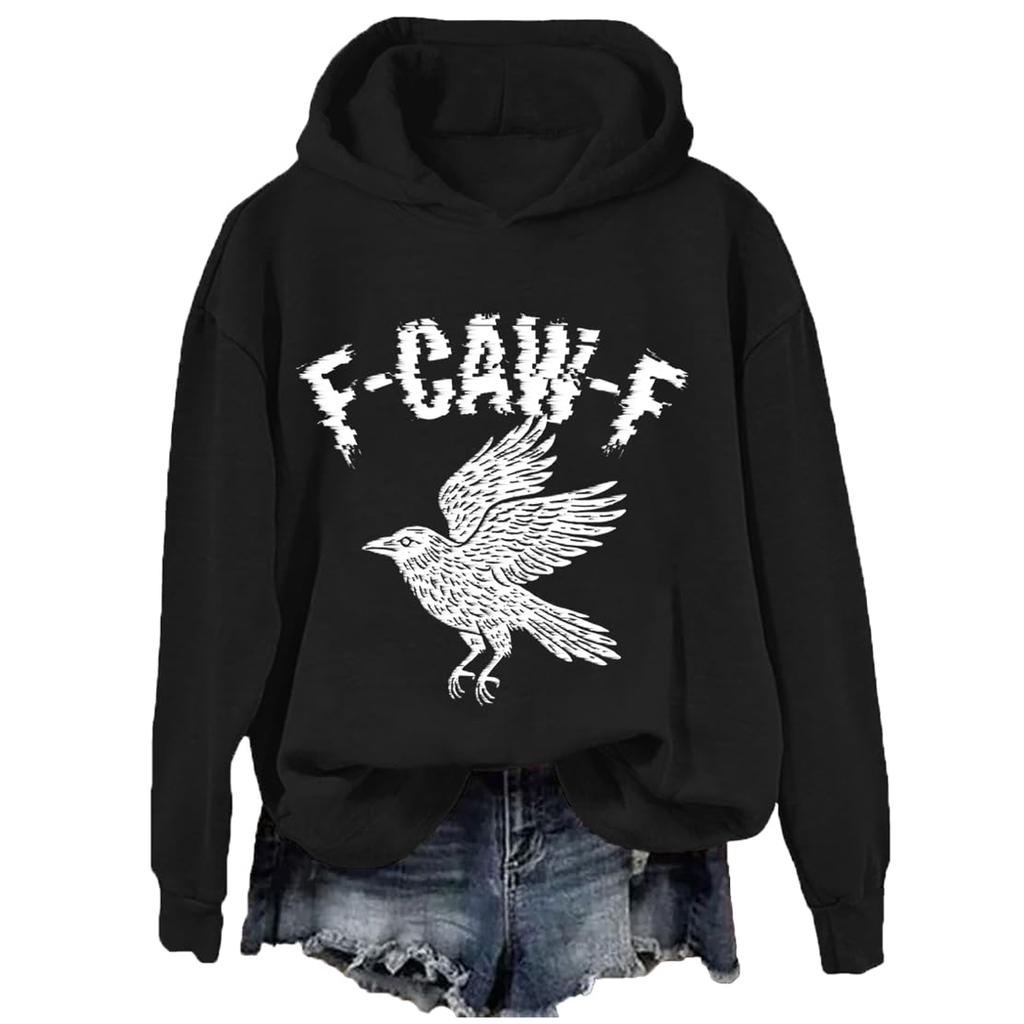 Ladies Fashion Casual Long Sleeve Printed Round Neck Hoodie Pullover Top