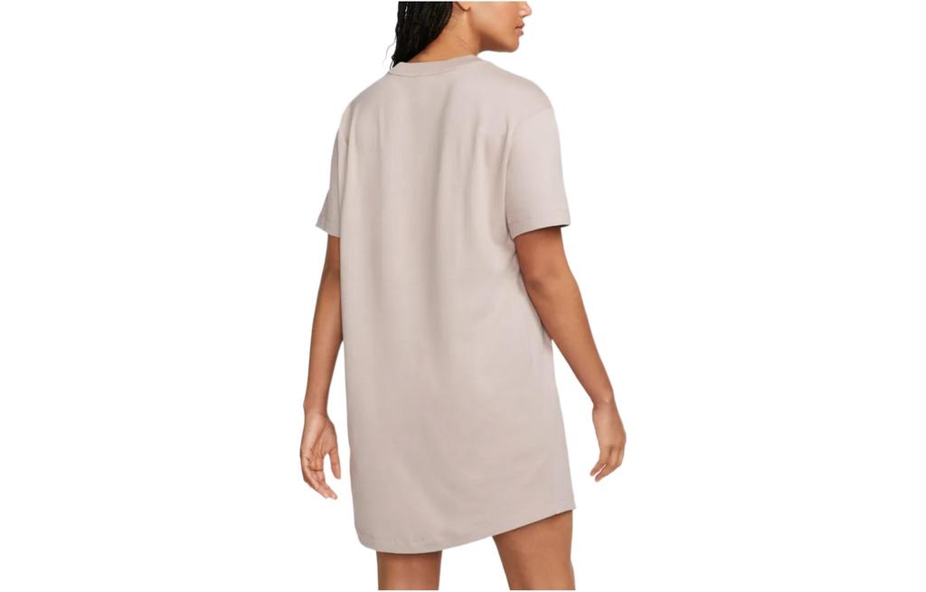 Nike Short Sleeved Dresses Women's Taupe Crew Neck Moderate Mid Length DV7882-272