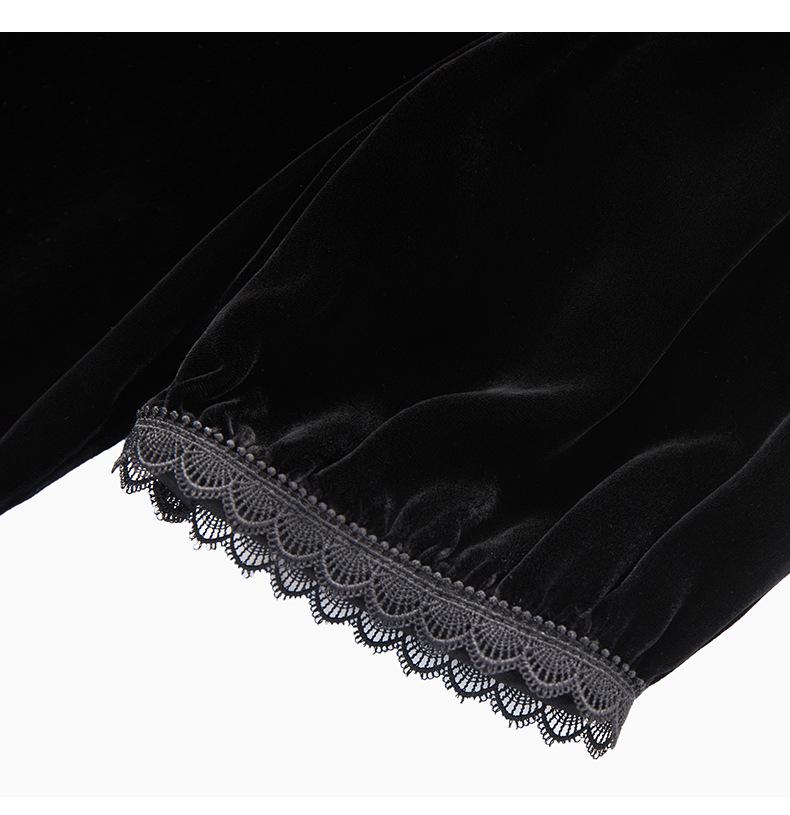 Wysokiej jakości jedwabny aksamitny top z kwiatowym haftem i koralikami, z krótkim rękawem i okrągłym dekoltem - Letnia elegancja dla kobiet