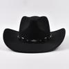 Winter Big Brim Western Cowboy Hat  Belt Decor Jazz Fedora Hats Retro Gentleman Lady Jazz Cowgirl Cap Church Sombrero Caps
