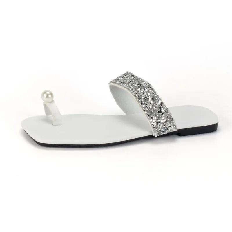 

Женские тапочки 2024 года, летняя новая мода, открытые шлепанцы для улицы, женские нескользящие однотонные пляжные тапочки Zapatos De Mujer 37 белый