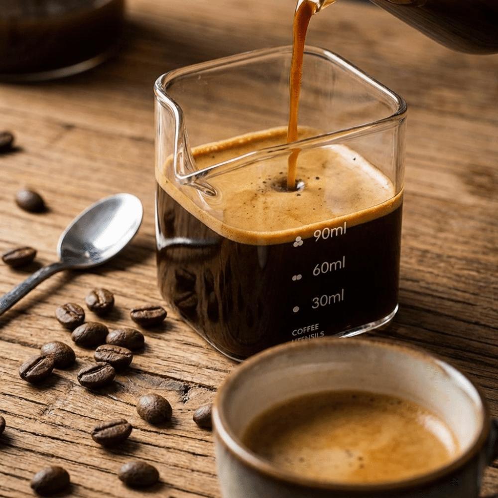 2PCS with Scale Square Measuring Pitcher Transparent Measuring Mini Espresso Cup Milk Cup  Bar Use