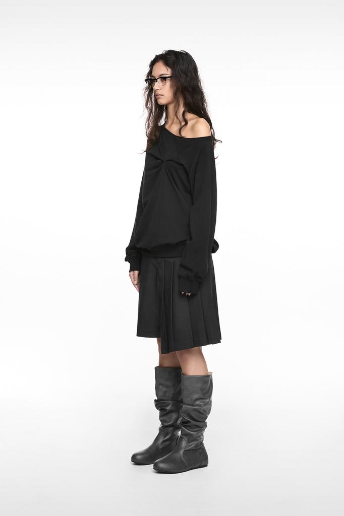 Nash Magnetic Pleated Midi Skirt Charcoal