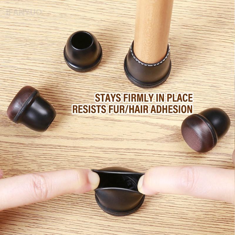 Silent Black Round Chair Leg Protectors Foot Cover Diagonal with Thick Wrap Felt Pad Silicone Furniture Table Feet Protect Floor