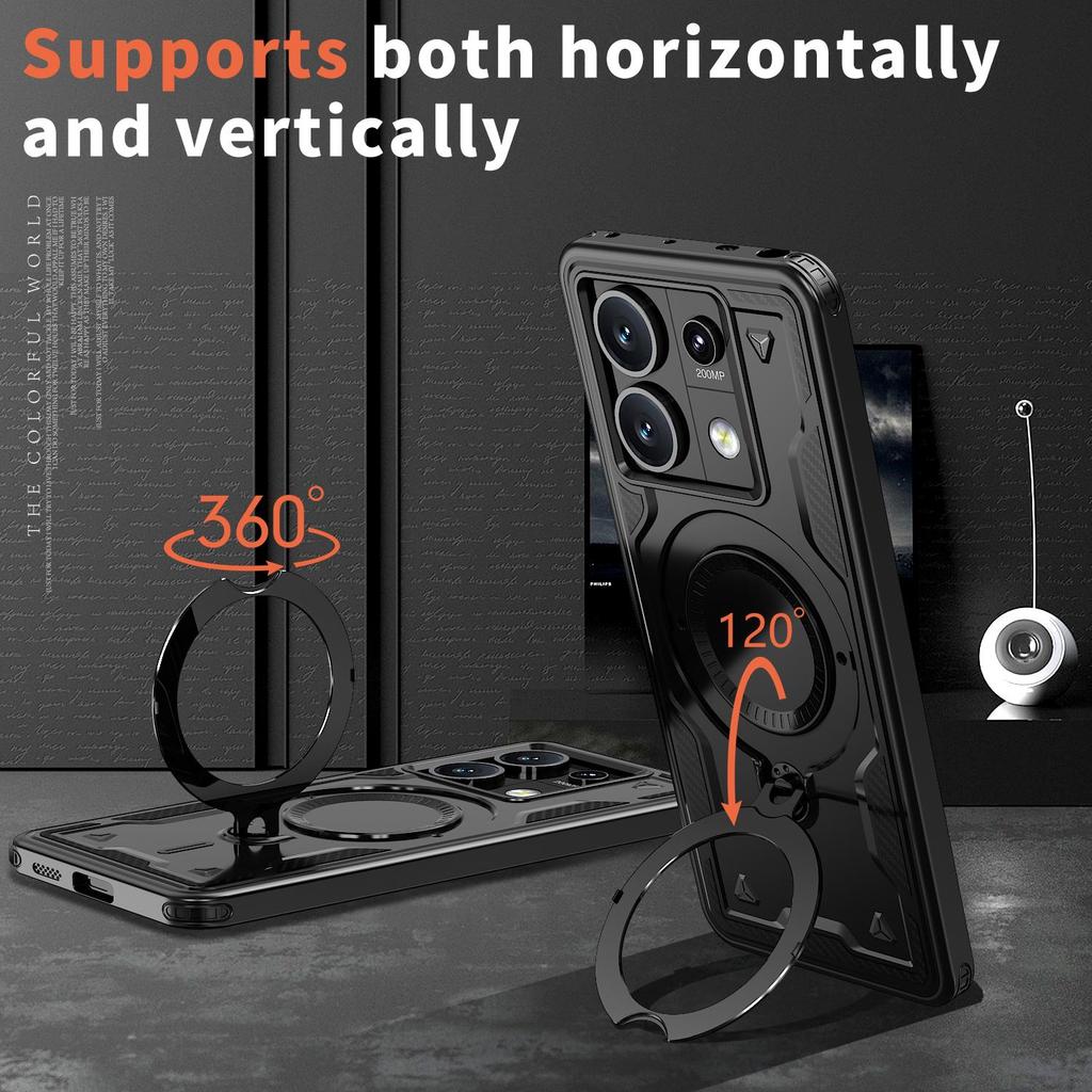 For Redmi Note 13 Pro+/Note 13 Pro Plus/Xiaomi Poco X6 M6 Pro 4G Rotating magnetic ring holder, phone case protective cover