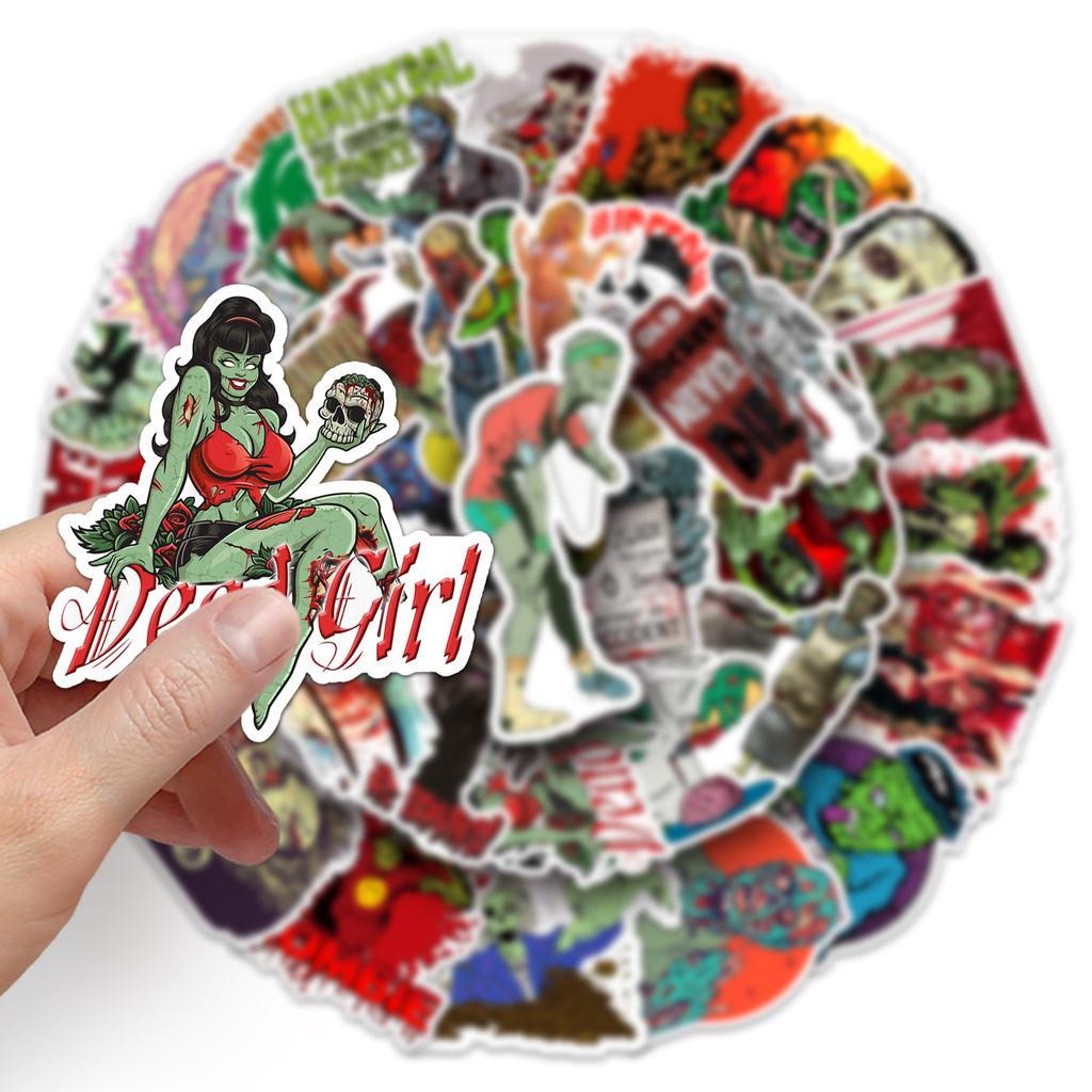 51 Pictures of Zombie Graffiti Personality Horror Trend DIY Skateboard Water Cup Suitcase Stickers Car Stickers