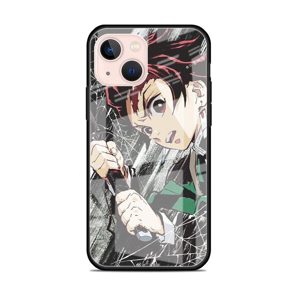 Demon Slayer Anime Glass Case For Apple iPhone 14 11 13 Pro 12 7 8 Plus SE 2022 XR X XS Max 6 6S Tempered Phone Cover