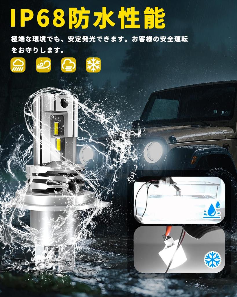 BLIAUTO H4 LED Headlight for Cars, Vehicle Inspection Compatible, Explosive Light, Hi/Lo Switching, LED