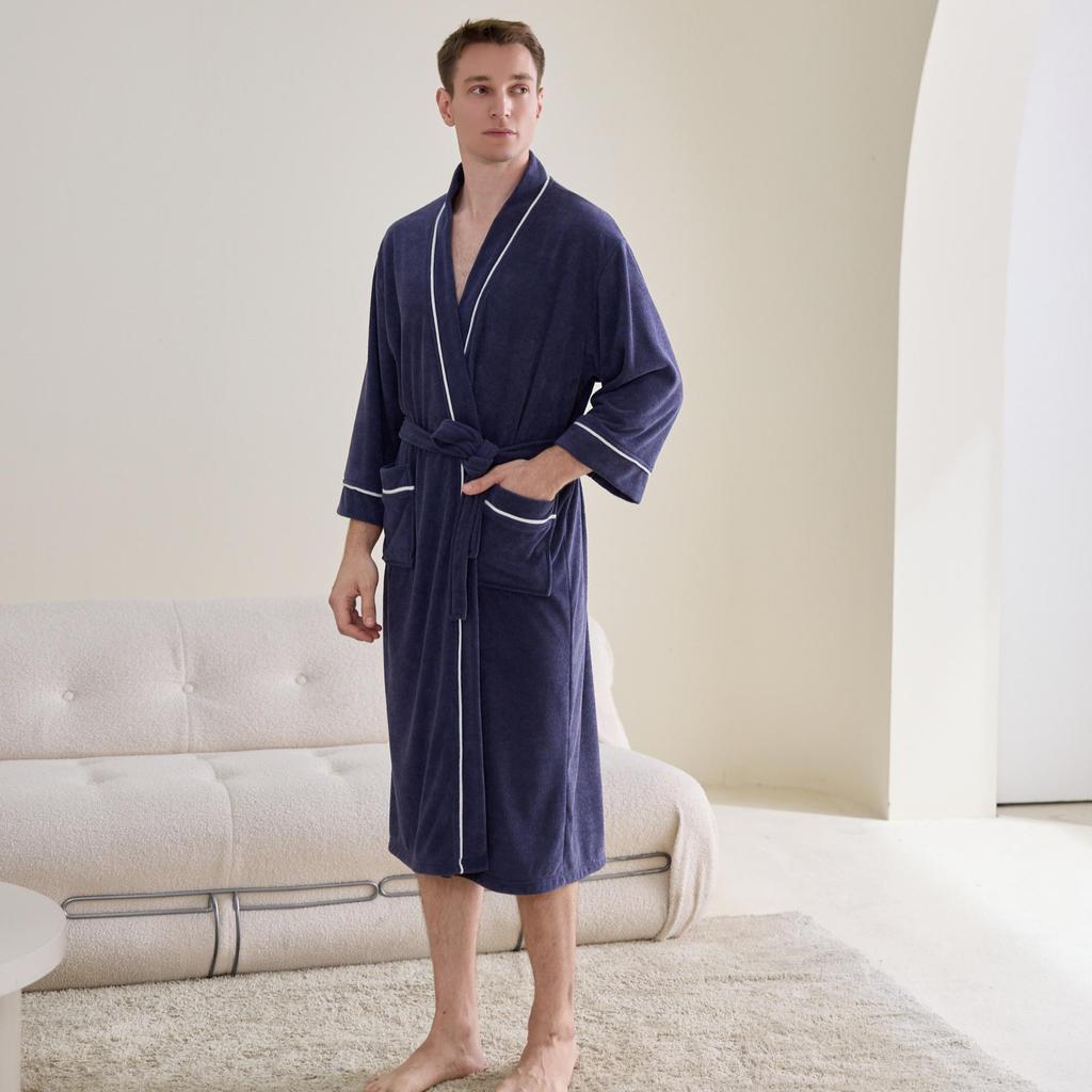 Terry Cloth Long Bathrobe - Unisex Nightgown for Home, Hotel, or B&B