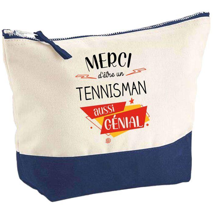Trousse de maquillage - PLANETEE - Tennisman Merci Génial - Grand format - Coton - Impression HD (Fabriquée en France)
