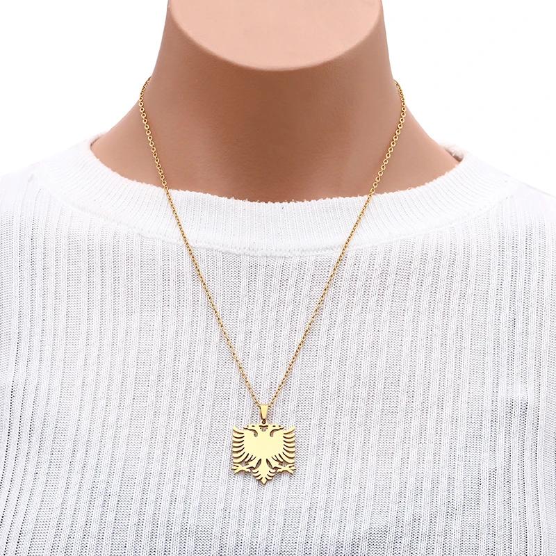 Módní náhrdelník s přívěskem albánského orla pro ženy muže zlaté/stříbrné barvy na párty zásnuby výročí nerezová ocel šperky dárky