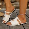 Außenhandel Damensandalen mit flacher Sohle in Übergröße, coole Slipper 2025 Frühling und Sommer neu, hohl, lässig, einfarbig, mit Fischmaul