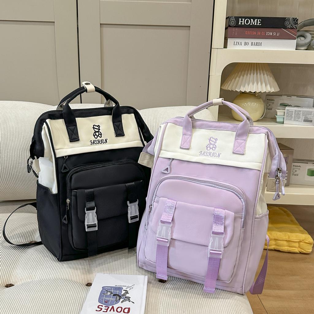 Schoolbag New Women's Backpack Large Capacity Leisure Outdoor Travel Bag College Student Class School Bag Storage Mommy Bag