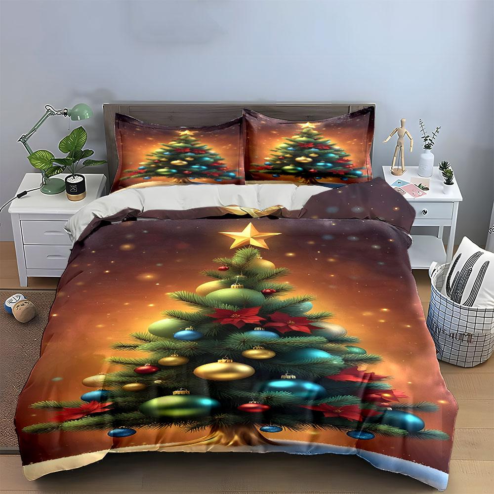 Golden Festive Tree Bedding Sets Duvet Cover Sets Duvet Covers Pillowcases(1*Duvet Cover 2*Pillowcases Without Duvet Insert)