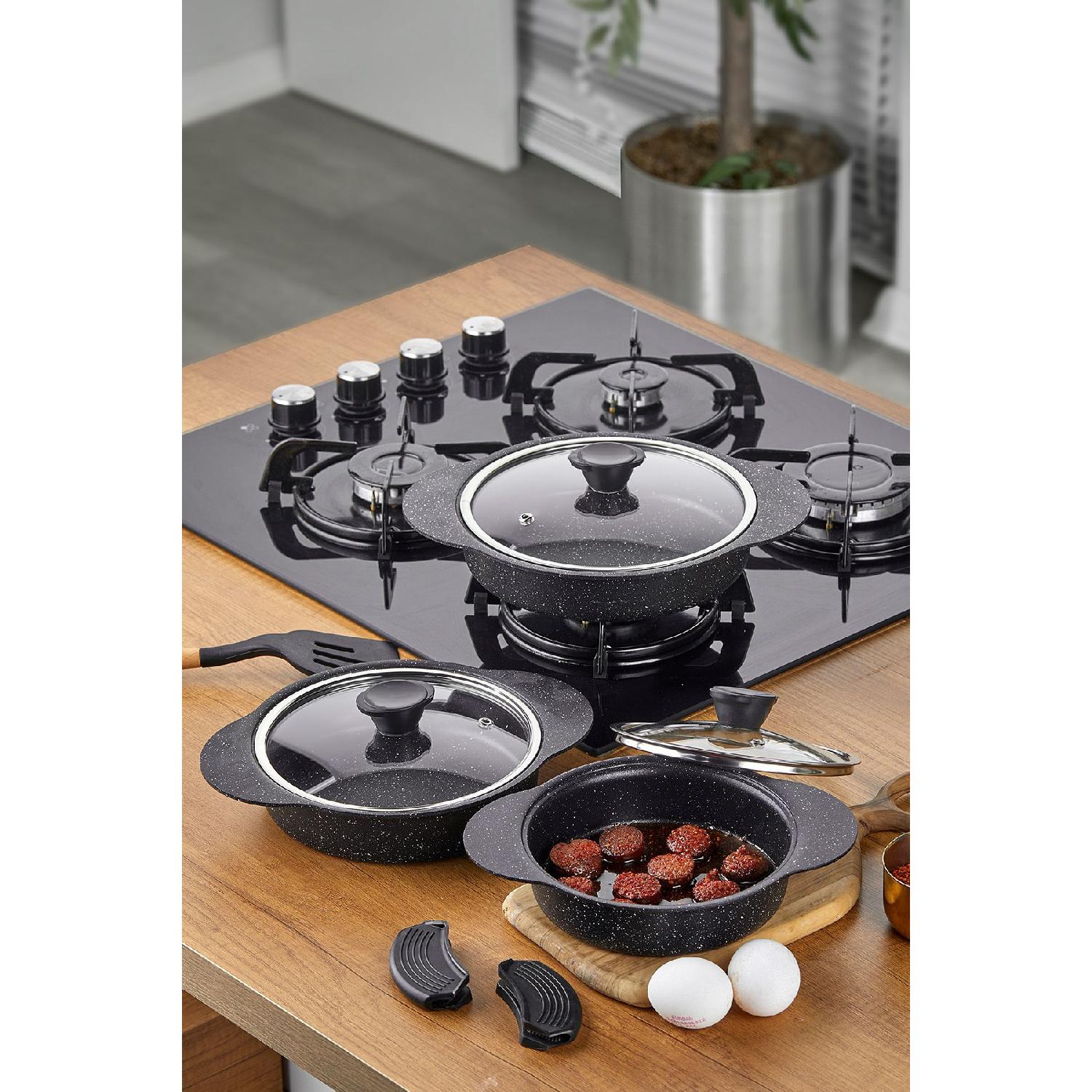 

Набор из трех сковородок Granit Plus с черным силиконом 3521 чёрный