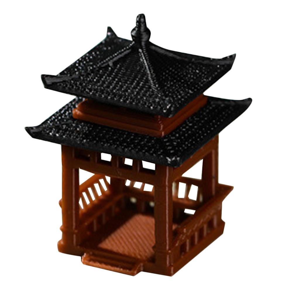 Miniatur Pavillon Figur Gartendekoration Statue Outdoor Zen Gartenbau Ornamente Hof Gebäude Modell Mikro Landschaft Pavillon